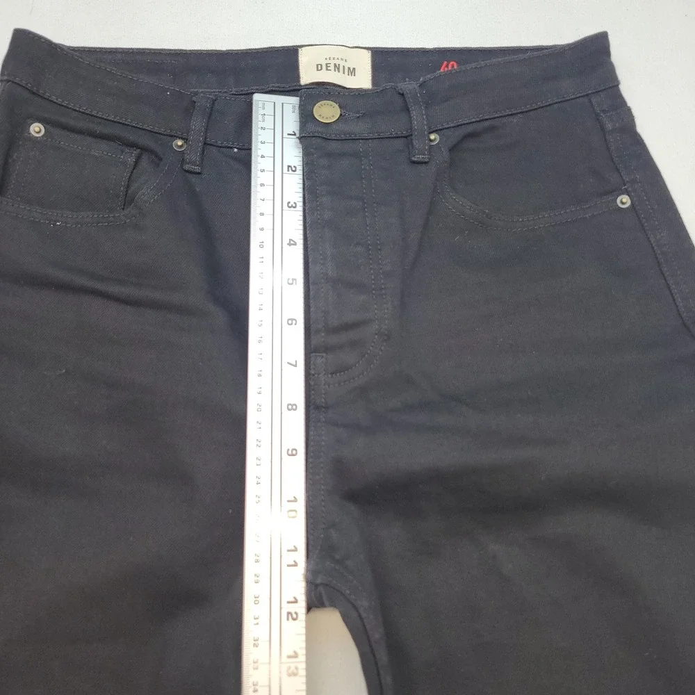 Sezane Denim Jeans Womens US 8 Black Straight Leg High Rise Button Fly Denim - Picture 7 of 11